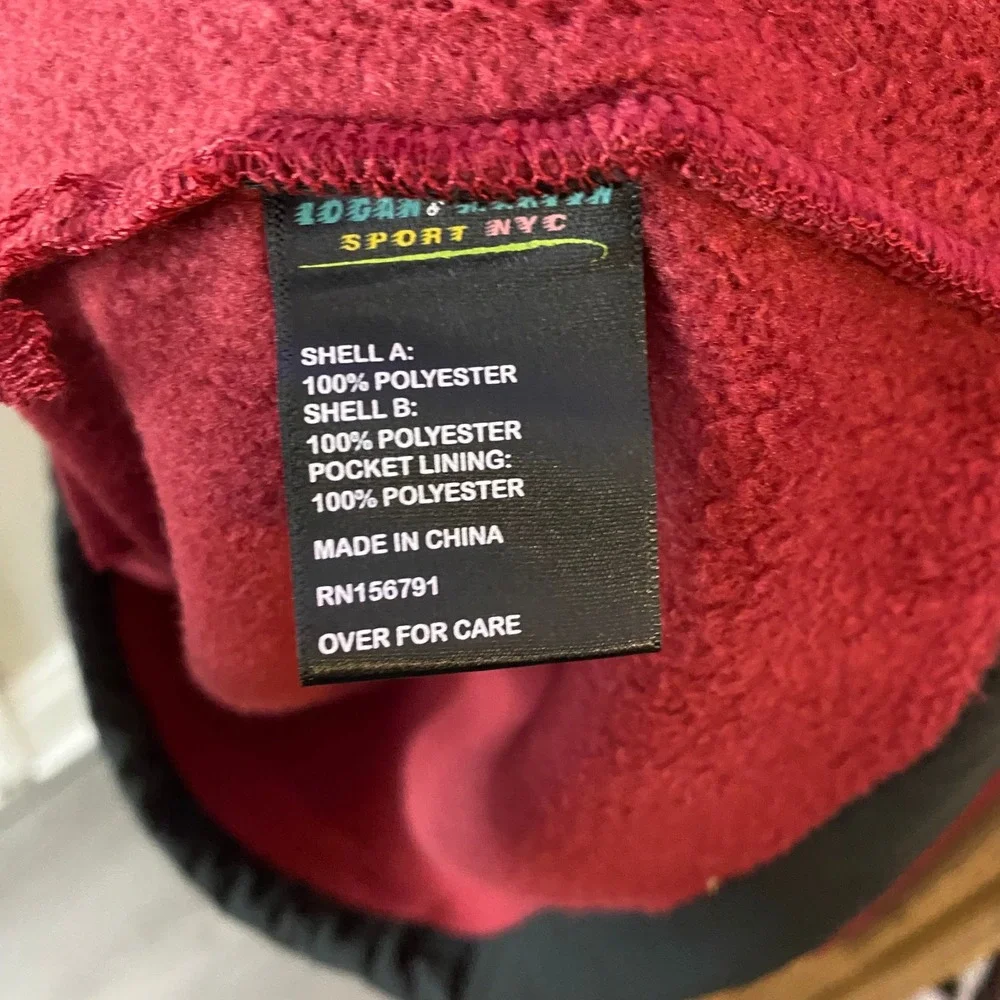 The North Face Fleece Jacket Mens Large Burgundy Black Full Zip MockNeck Sweater